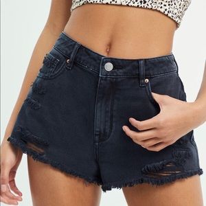 PacSun Ripped Black High Waisted Festival Shorts